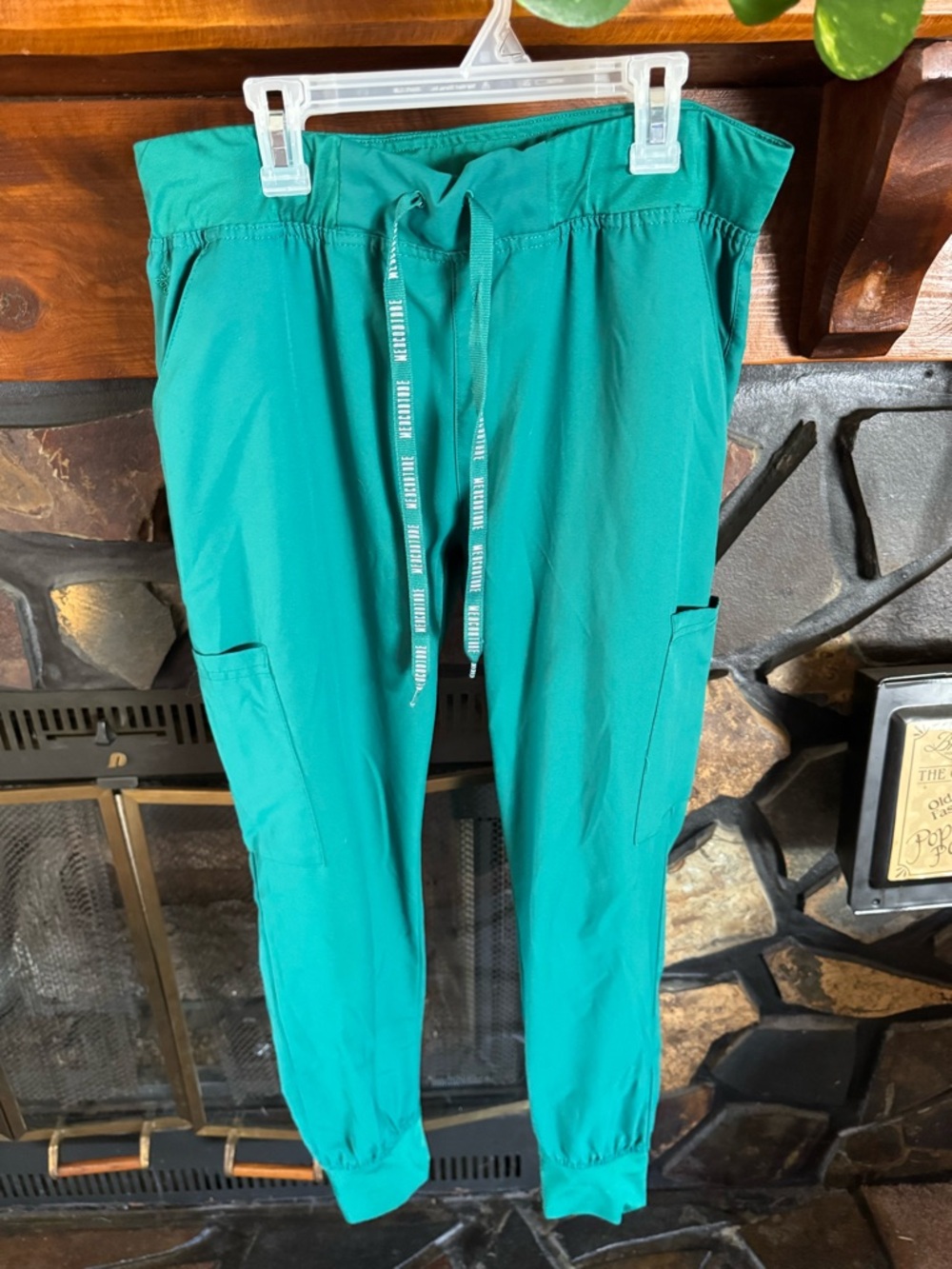 Med Couture Teal Green Scrub Bottoms with Branded Pocket